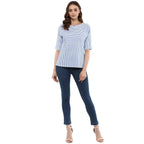 Idalia Blue- White Striped Top