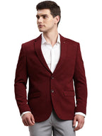 Turtle Men Knitted Design Relaxed Fit Maroon Blazer