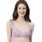 Enamor Womens Cotton Wire Free Casual T-Shirt Padded Non Wired Bra (A039_Lilac Aster_38D)