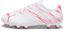 PUMA Kids Attacanto Firm, Artificial Ground Soccer Cleats Sneaker, White-Fire Orchid, 11 US Unisex Toddler