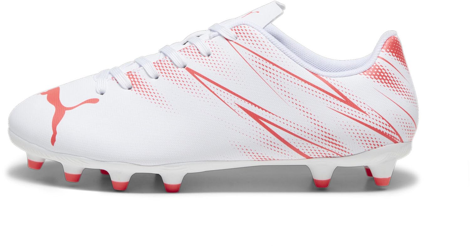 PUMA Kids Attacanto Firm, Artificial Ground Soccer Cleats Sneaker, White-Fire Orchid, 11 US Unisex Toddler