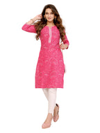 Rangita Pink Cotton Calf Length Printed Straight Kurti | Kurta For Women_2Xl