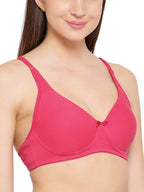Clovia Womens Cotton Non Padded Wire Free Full Coverage Bra Pink