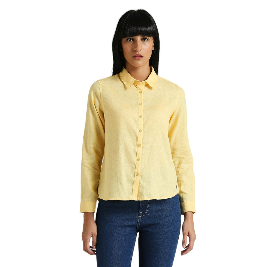 Pepe Jeans WomenS Solid Regular Fit Shirt (Pl304924_Light Yellow
