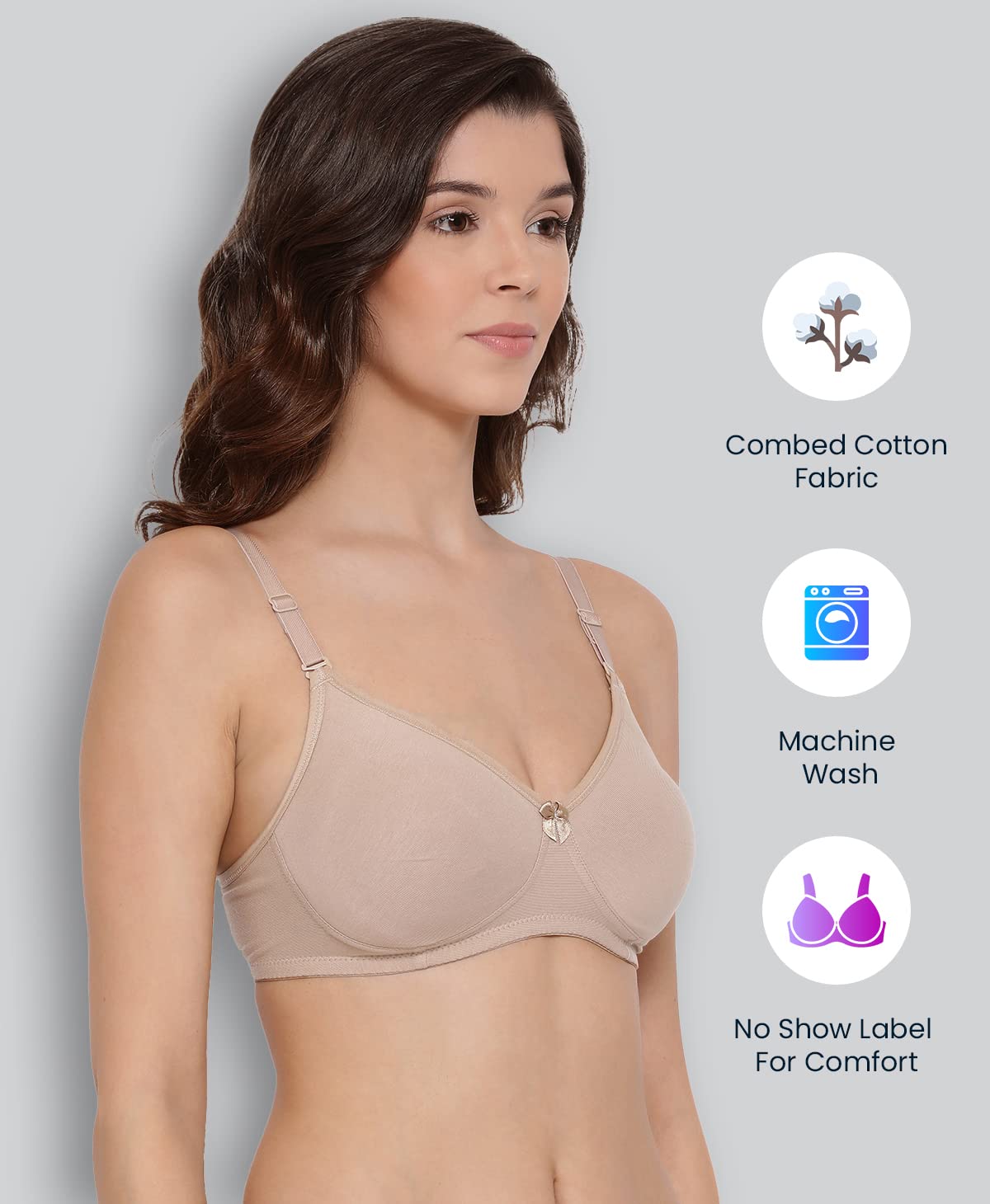 Lyra WomenS Cotton Non Padded Wire Free Seamless Bra Skin