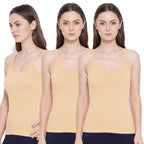 Rupa Softline Regular Women Super Combed Cotton Camisole, Under-Shirt, Stretchable and Body-Hugging, Solid Color,Pack of 3 (201-
