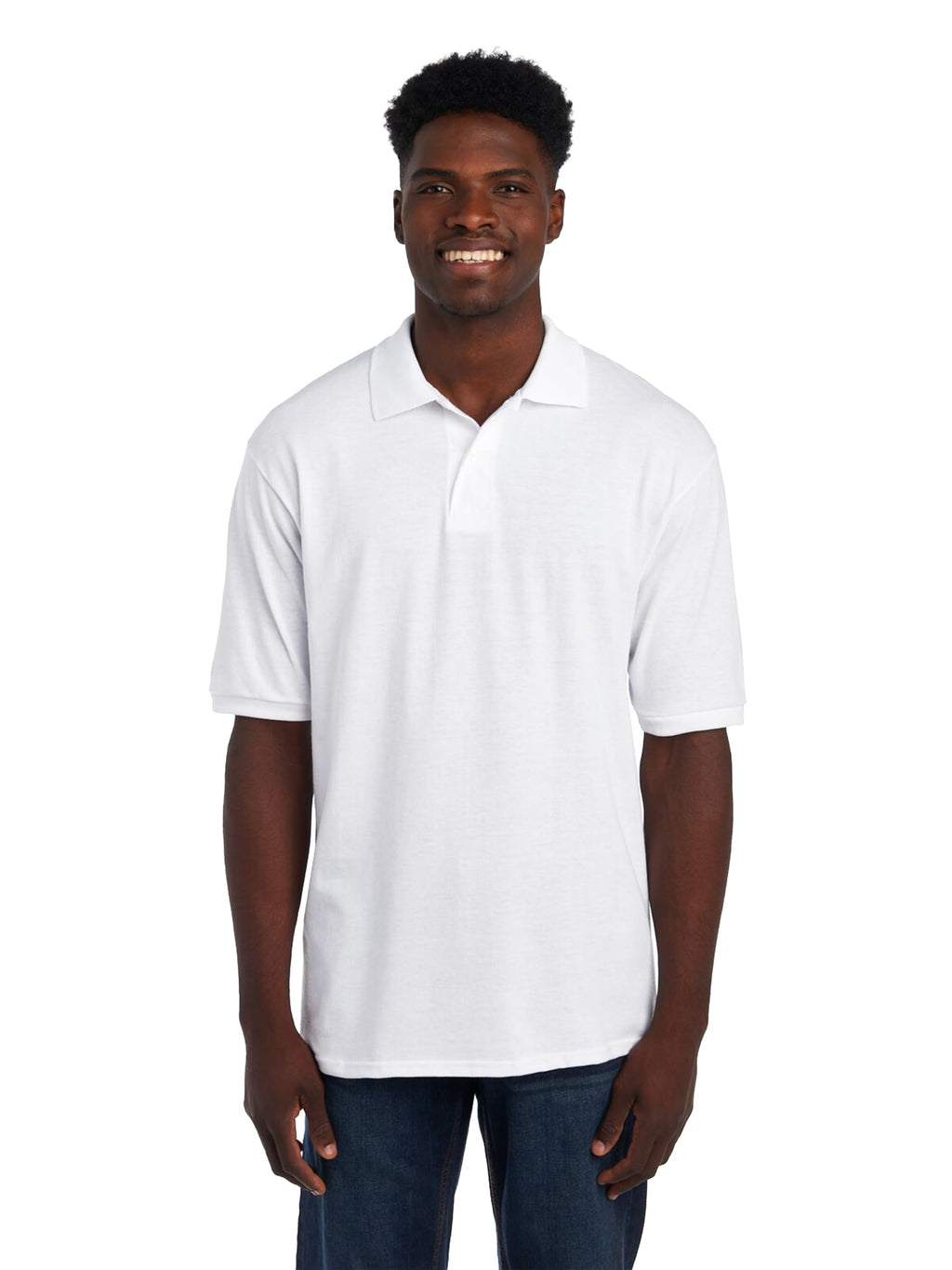 Jerzees Men's SpotShield 2 Button Rib Knit Polo Shirt_4XL_White