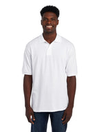 Jerzees Men's SpotShield 2 Button Rib Knit Polo Shirt_4XL_White