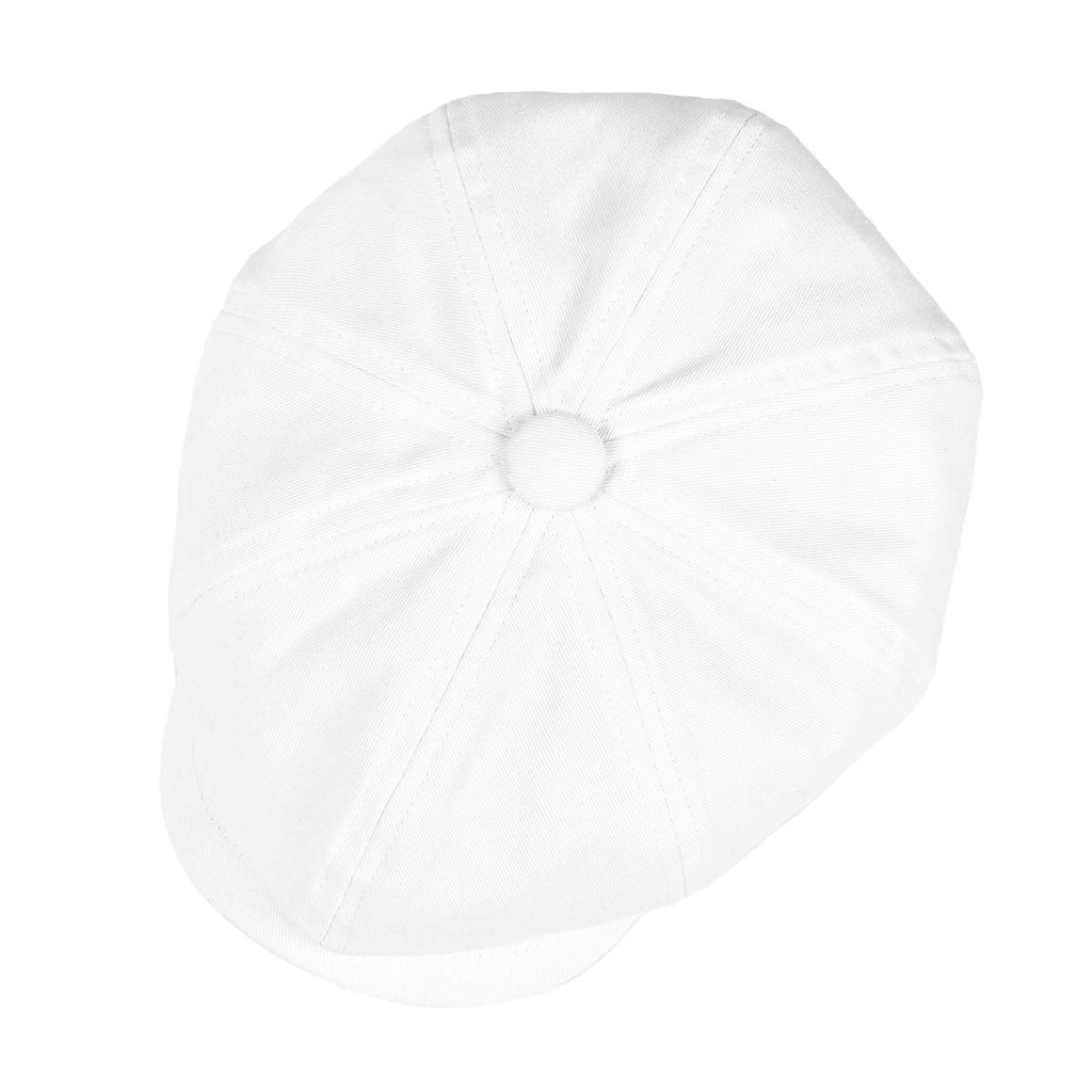 BOTVELA Men's Newsboy Flat Cap 100% Cotton Gatsby Ivy Golf Cabbie Hat (White, 7 7/8)
