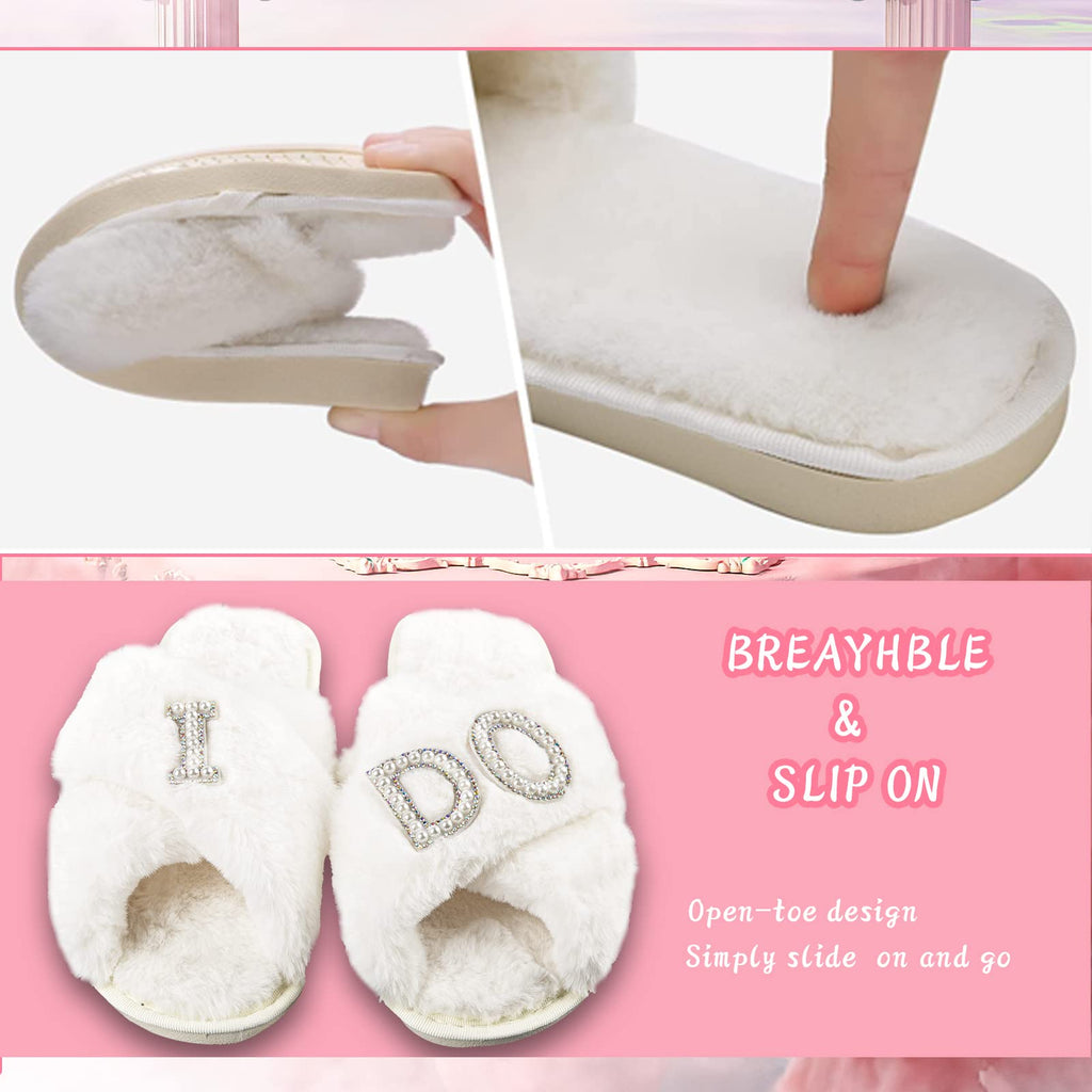 Tkifoda Bride To Be Gift Set Bride Makeup Bag I Do Bride Slippers Bride Robe Bride Hair Clip Bride Gifts Wedding Gifts (Slippers