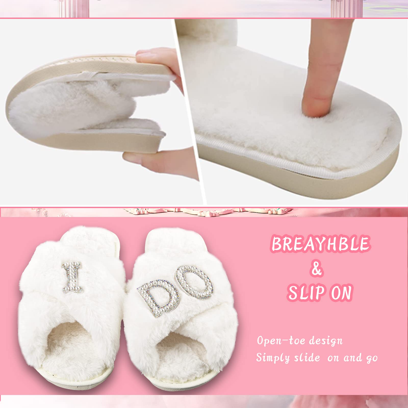 Tkifoda Bride To Be Gift Set Bride Makeup Bag I Do Bride Slippers Bride Robe Bride Hair Clip Bride Gifts Wedding Gifts (Slippers