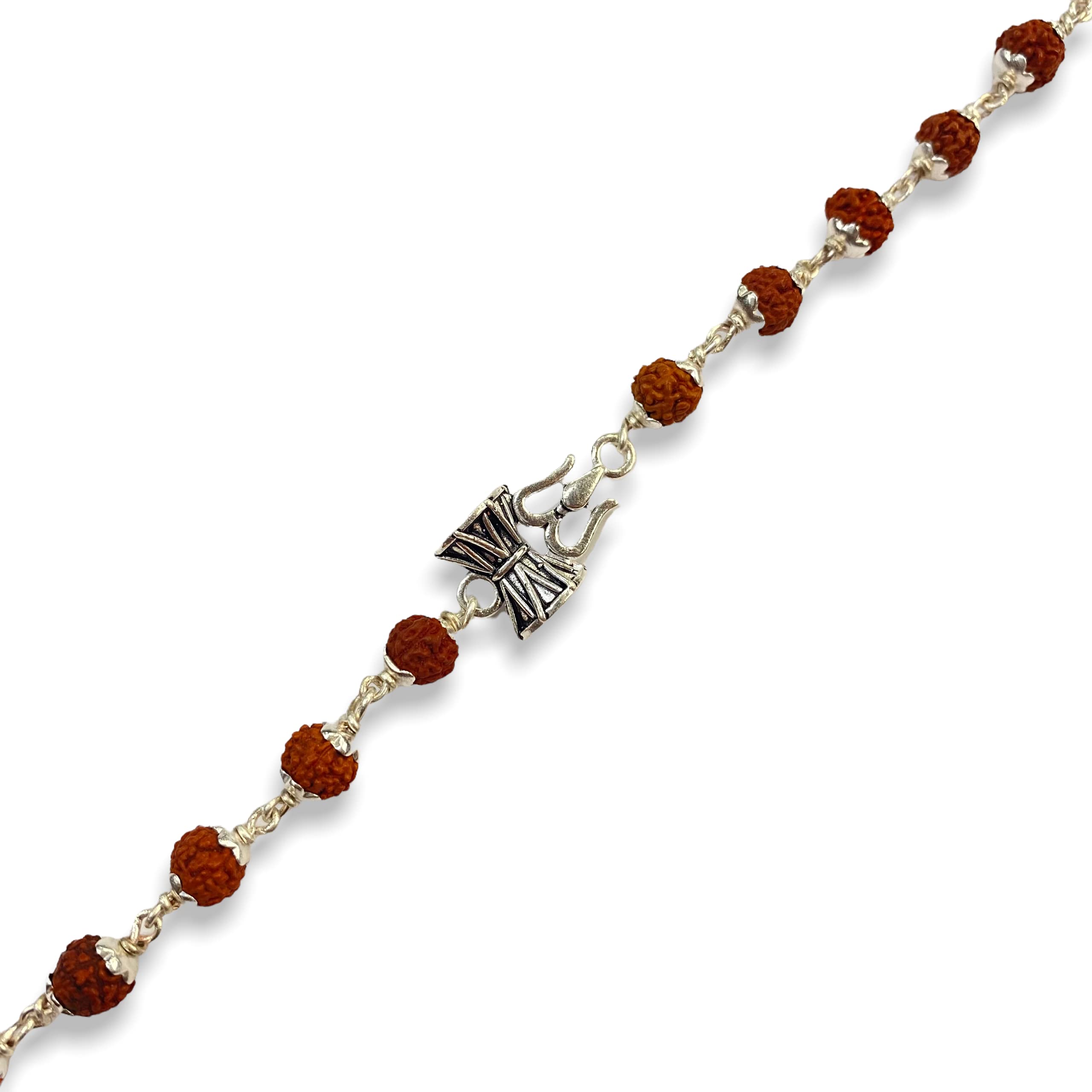Hem Jewels Pure Silver Rudraksh Bracelet Rakhi with Damru and Trishul for Brother | Silver Rakhi for Brother | Silver Bracelet for Men (HJ_RKH50x1)-New Condition