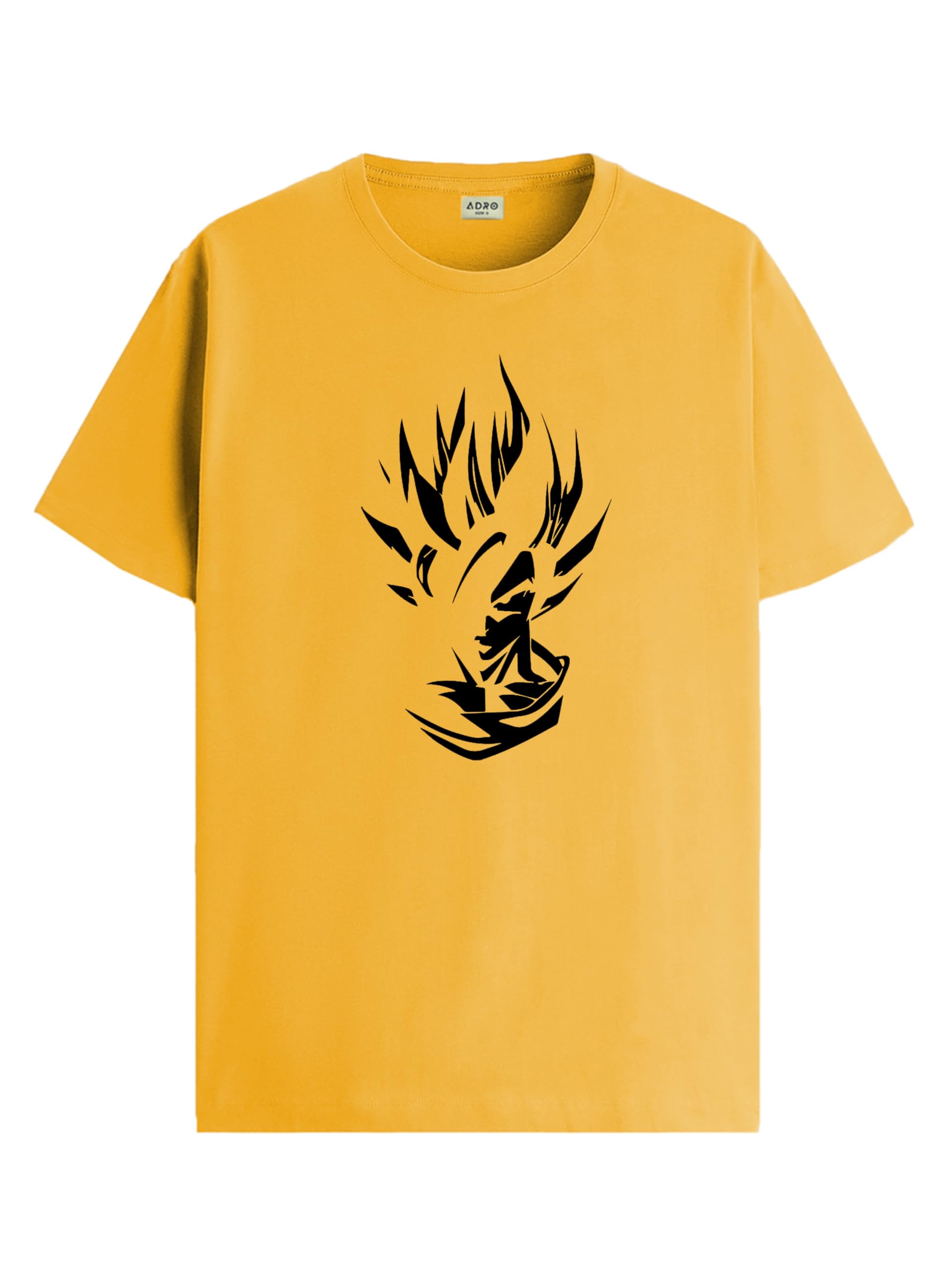 ADRO Mens Solid Regular Fit T-Shirt (RN24-GOK-MU_Mustard