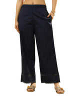 Libas Womens Solid Cotton Palazzos For Women Blue