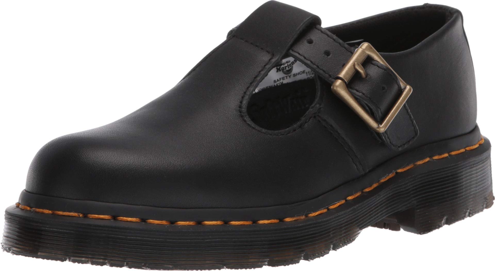 Dr. Martens, Women's Polley Slip Resistant Service Shoes, Black Industrial Full Grain, 6 M US