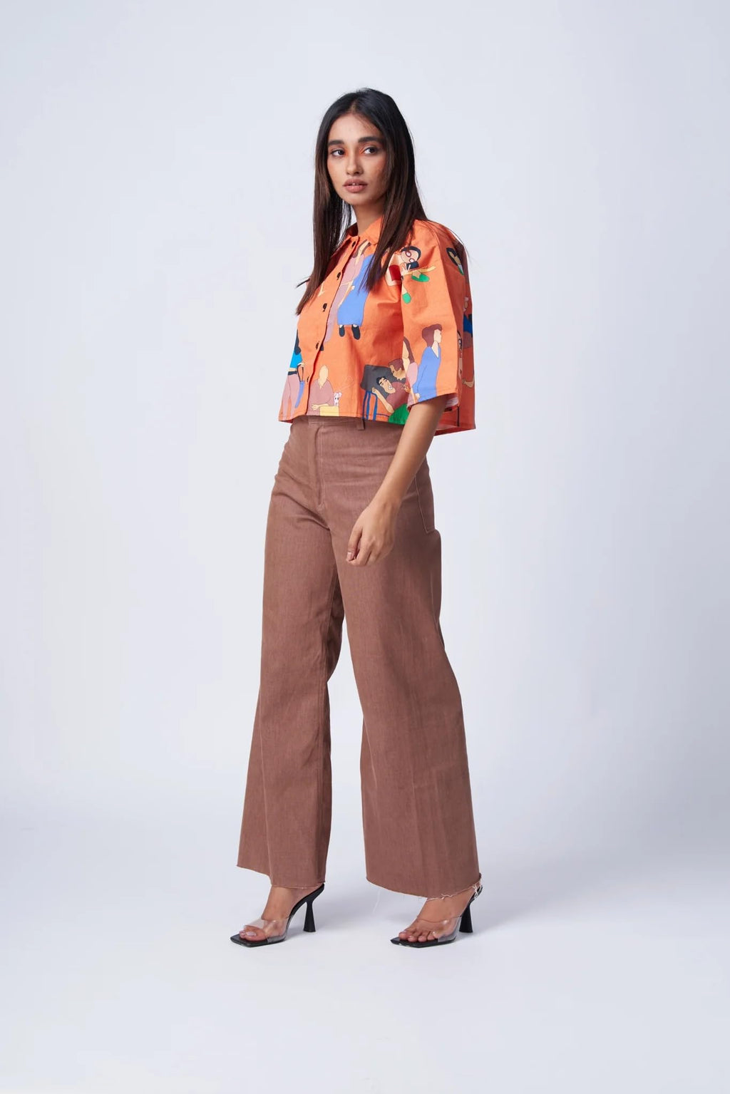 Leriya Fashion WomenS Oversized Fit Shirt (Lf-W2025_Orange