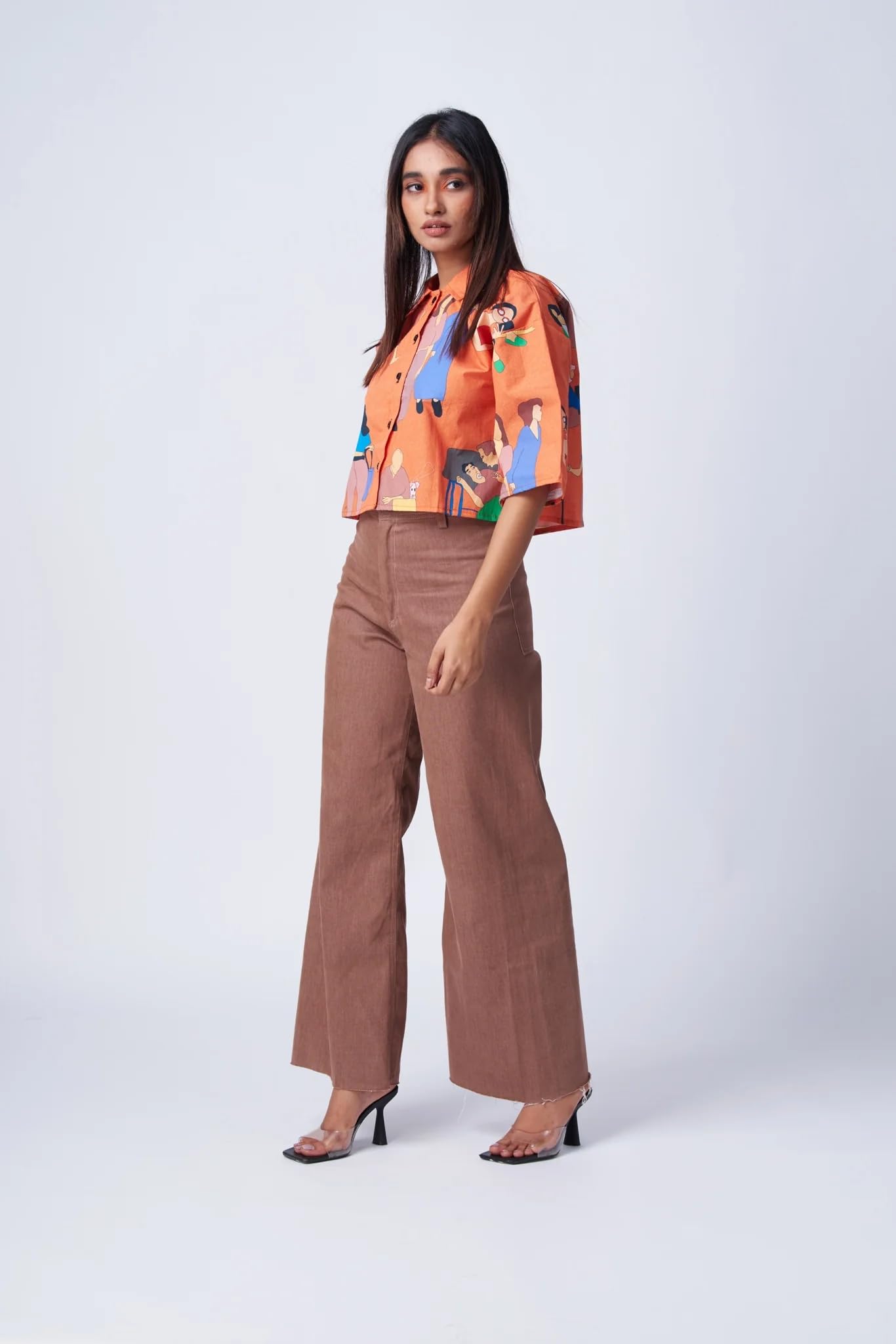 Leriya Fashion WomenS Oversized Fit Shirt (Lf-W2025_Orange