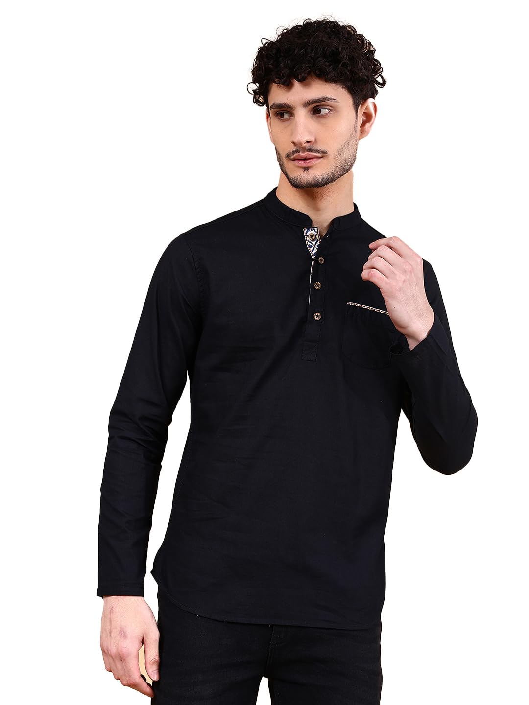 The Indian Garage Co Men'S Cotton Slim Kurta (0121-Sk24L29-04_Black