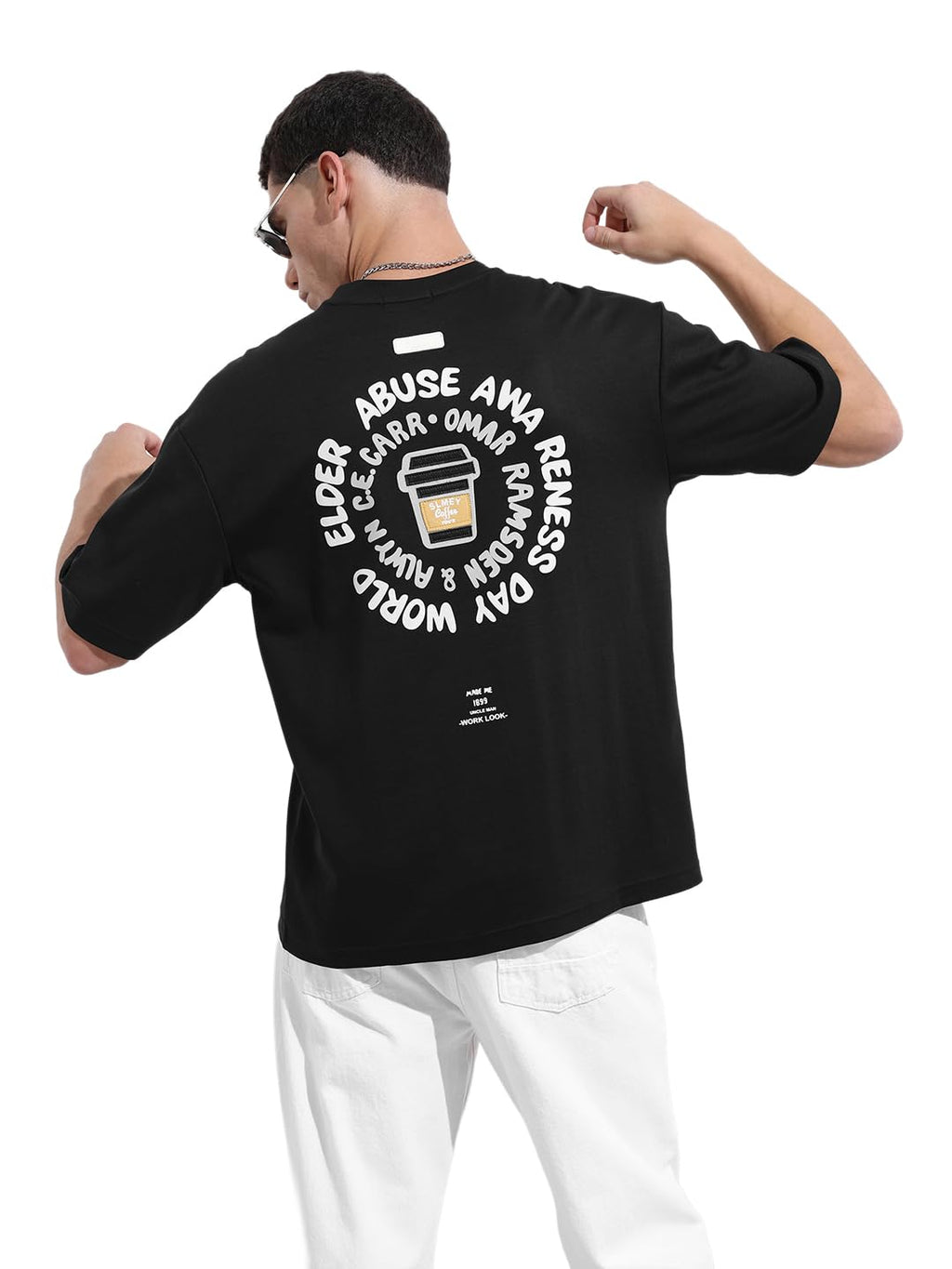 The Indian Garage Co Mens Relaxed Fit Applique Crew Neck Half Sleeves Sweater