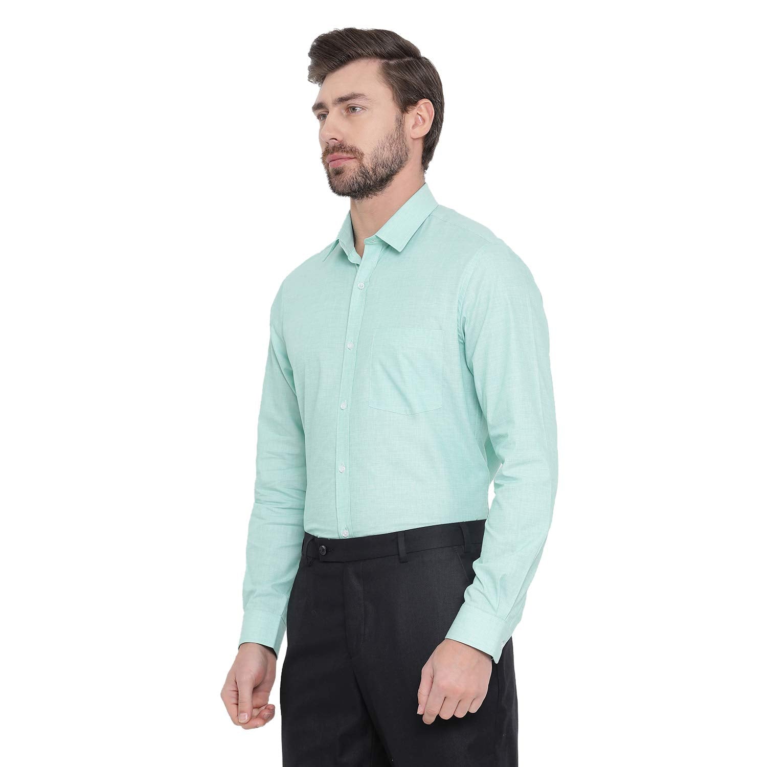 Turtle Men Cotton Slim Fit Formal Shirts Green