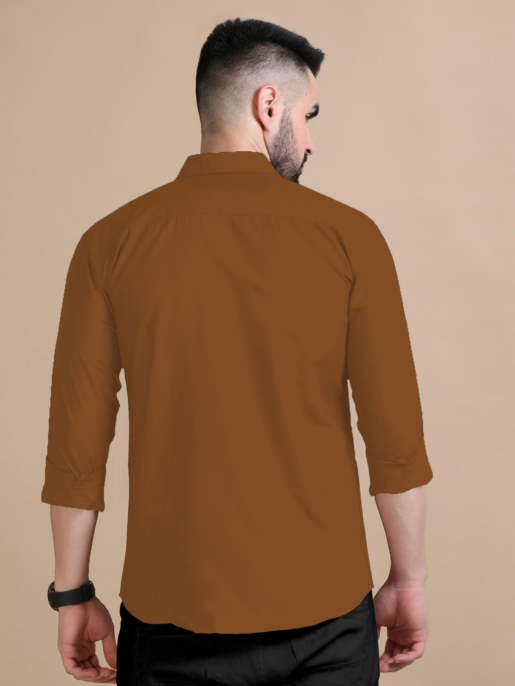 Rebelify MenS Double Pocket Shirt  Classic Casual Cotton Blend With Adjustable Cuffs Brown