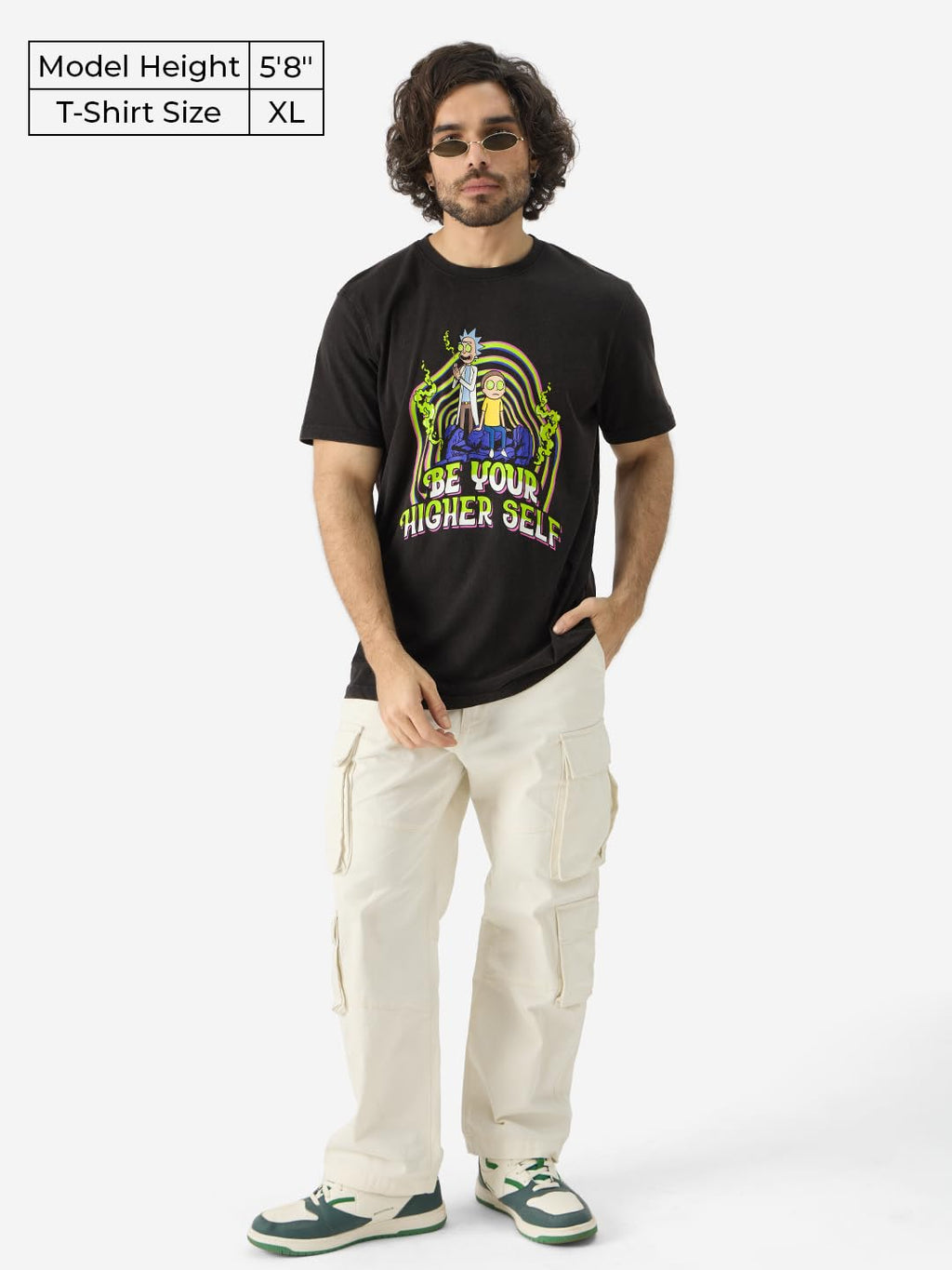 The Souled Store Official Rick and Morty: Higher Self Men and Boys Round Neck Short Sleeve Regular Fit T-Shirts Black Mens T-Sh
