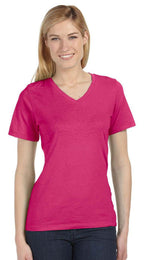 Ladies Relaxed Jersey V-Neck T-Shirt - BERRY - S(D0102H7KHM6)