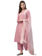 Sanisa Women'S Slubby Pigment Printed Straight Kurta Set With Dupatta (14Kbd235N-M_Light Pink)