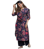 Gosriki Women'S Cotton Blend Floral Printed Straight Kurta With Palazzos & Dupatta (Japa-Blue_Xl-Gs_Blue_X-Large)