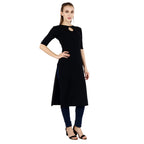 Popwings Casual Black Key Hole Streachable Kurti
