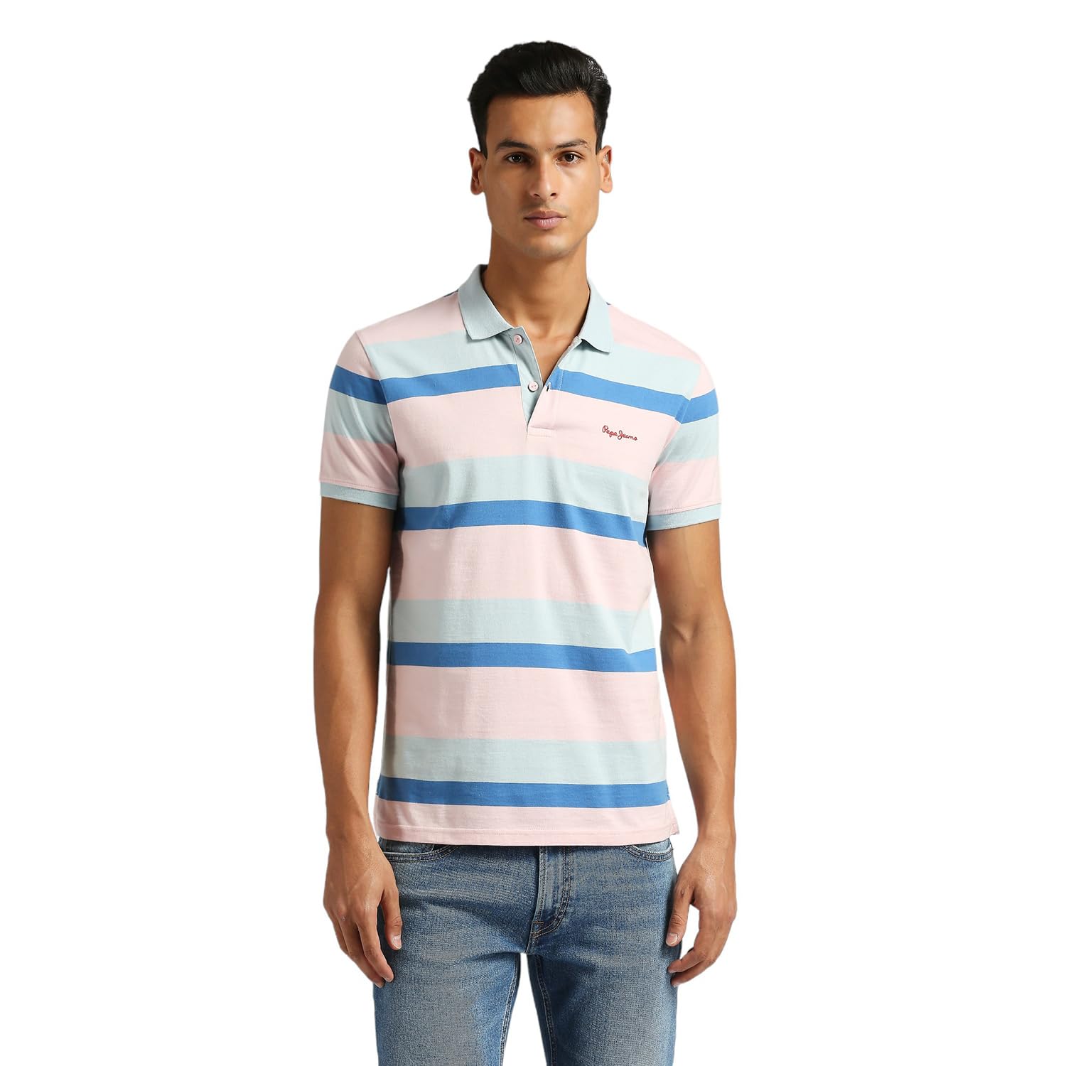 Pepe Jeans MenS Striped Regular Fit T-Shirt (Pm542193_Pink