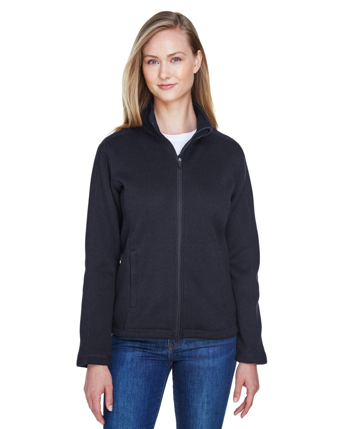 Ladies Bristol Full-Zip Sweater Fleece Jacket - gREY HEATHER - XS(D0102H7636T)