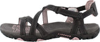 Merrell Women's Sandspur Rose Leather Sandal, Black/Lilac Keepsake, 7 M US