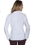 L/S BLOUSE W/BAND COLLAR/BELL CUFFS