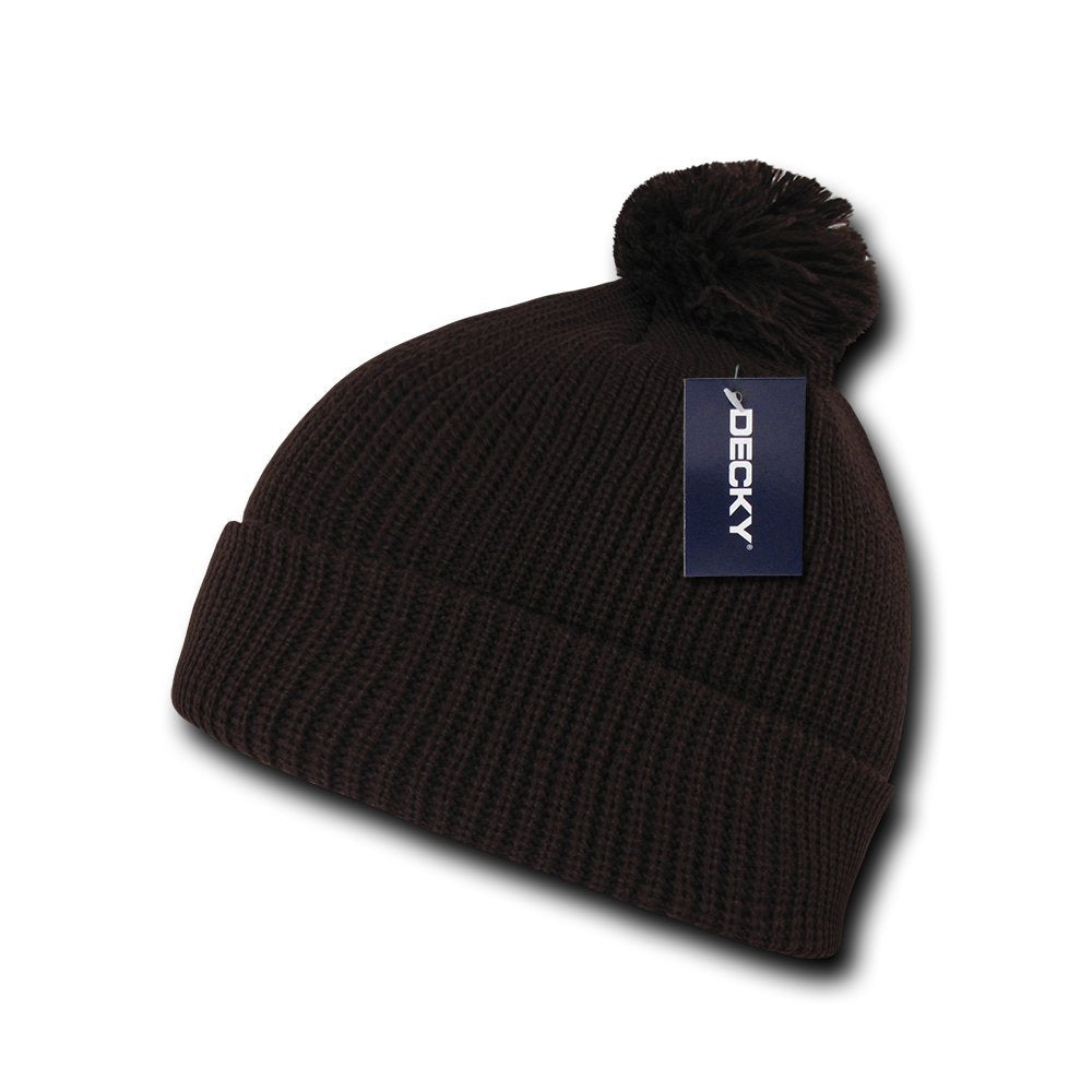 Decky 686-BRO Pom Pom Acrylic Beanies- Brown