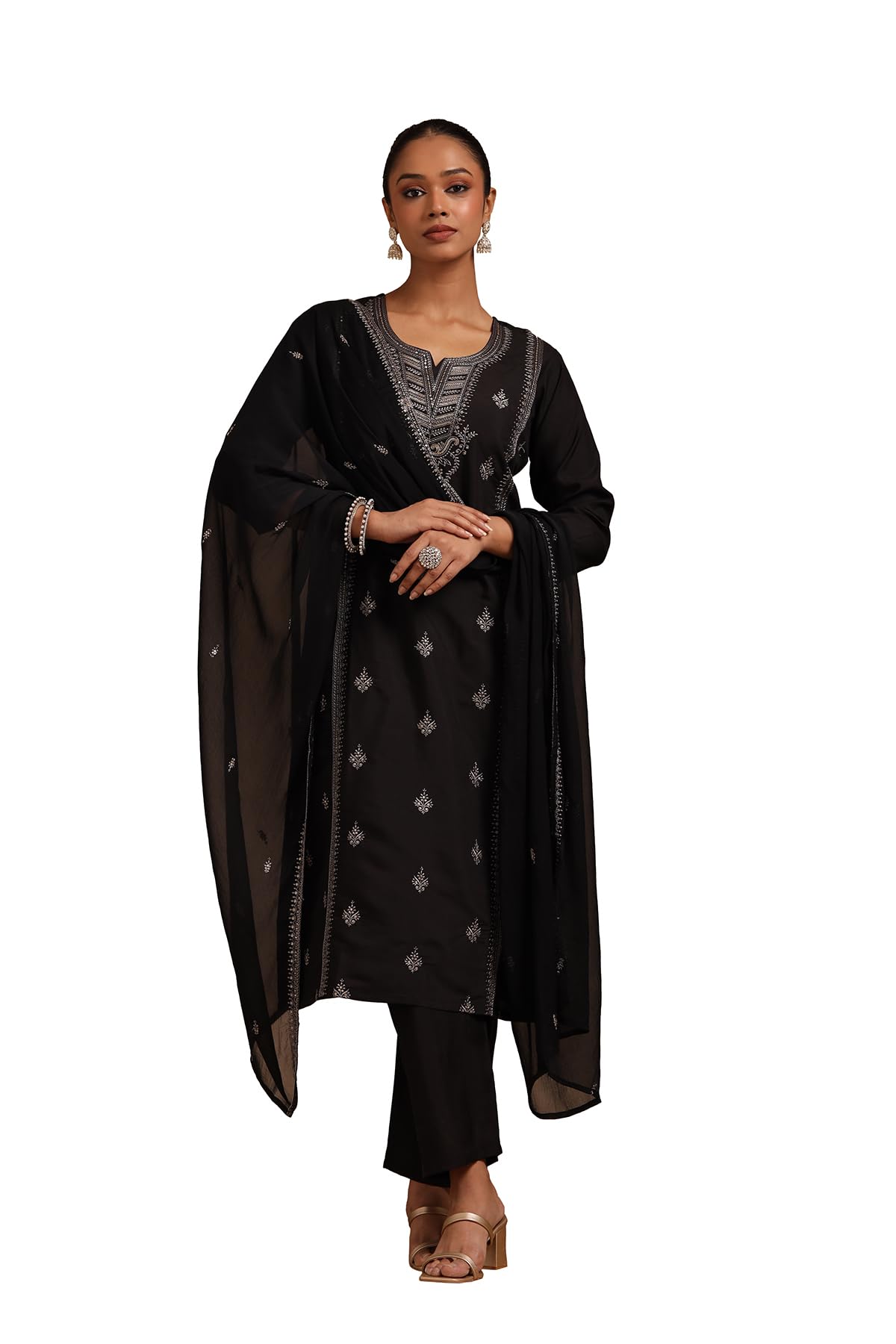 Soch Women Viscose Blend Embroidered Suit Set with Sequins