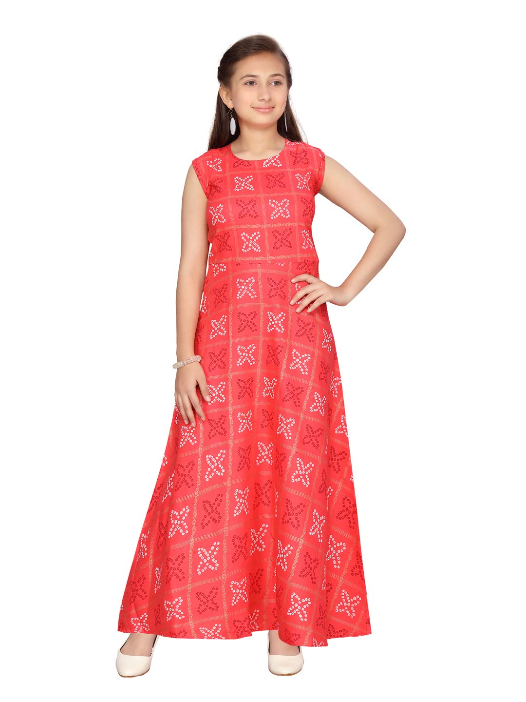 Aarika Girls Cotton A-Line 10-11 Years Dress (NV-MD-816_Gajri