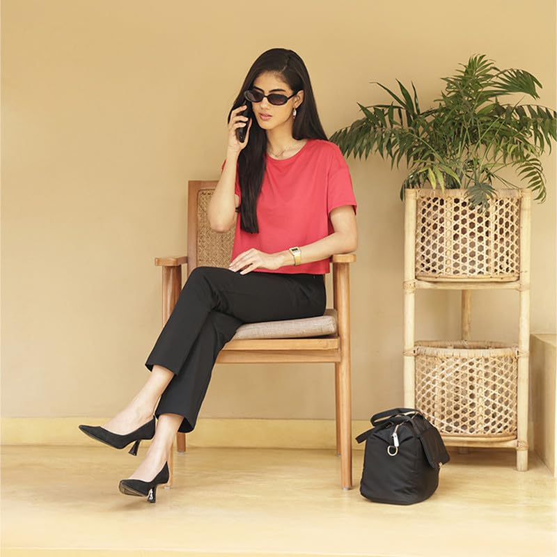 BlissClub Womens Business Casual Pants (AMPM_Straight_Bliss Black Tall-Above 5.5