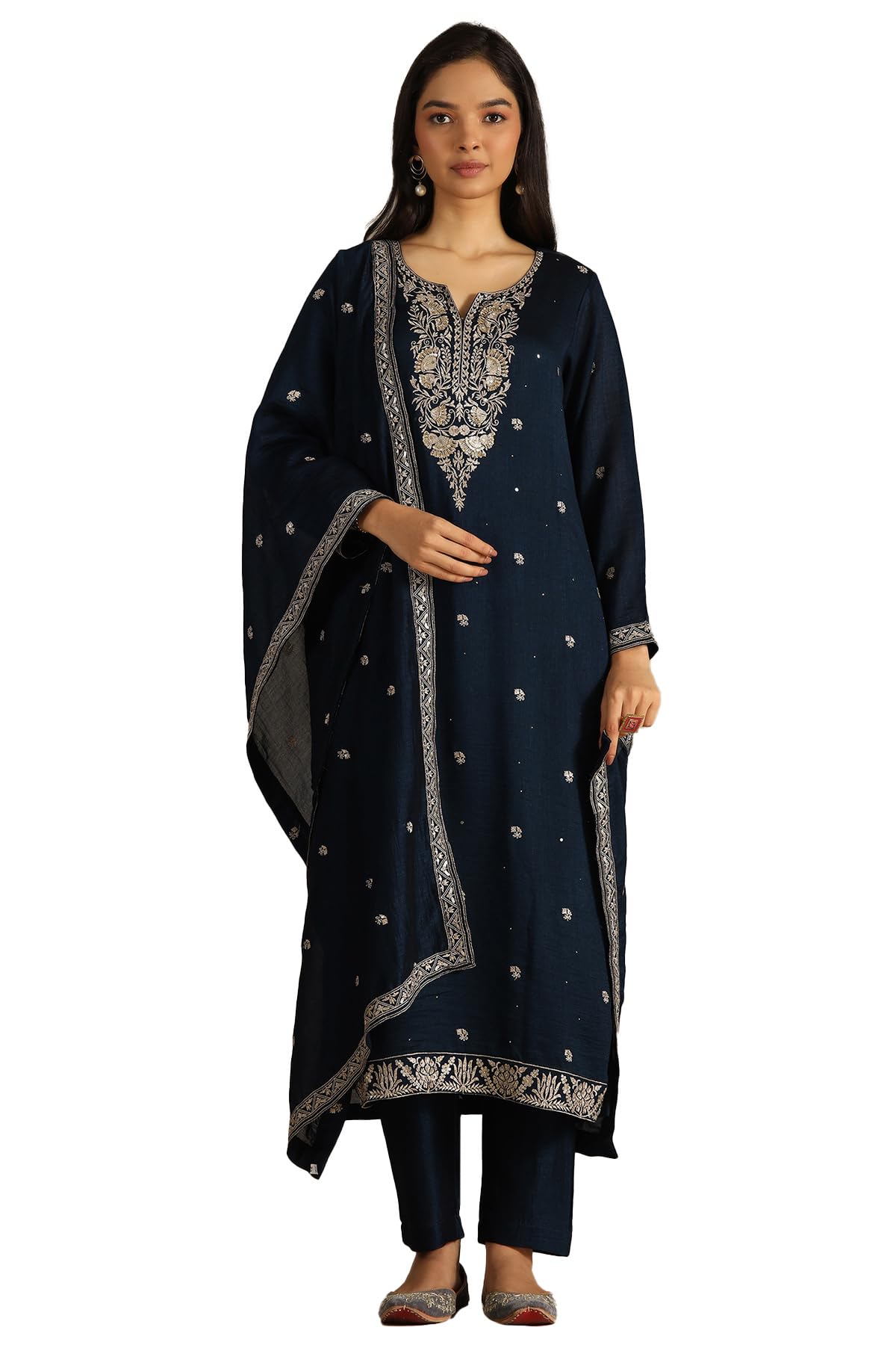 Soch Women Vichitra Embroidered Suit Set with Zari