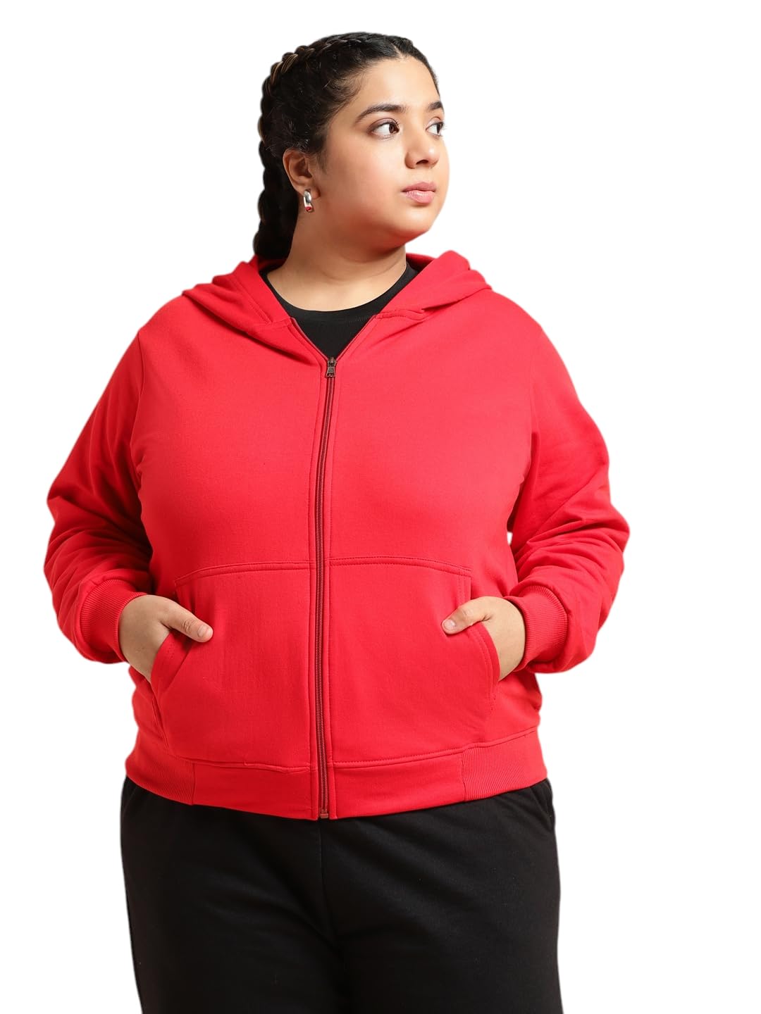 UnaOne Women Long Sleeve Plus Size Hoodies for Women Full Zip Up Cropped Sweatshirts Jackets Casual Comfy Gym Tops Fall Outfits  3