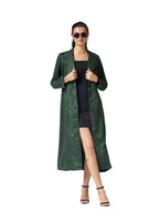 Miss Chase Womens V-Neck Full Sleeves Patched Pocketed Button Down Longline Winter Wear Jacket (MCAW25JKT99-70-42-03, Dark Gree