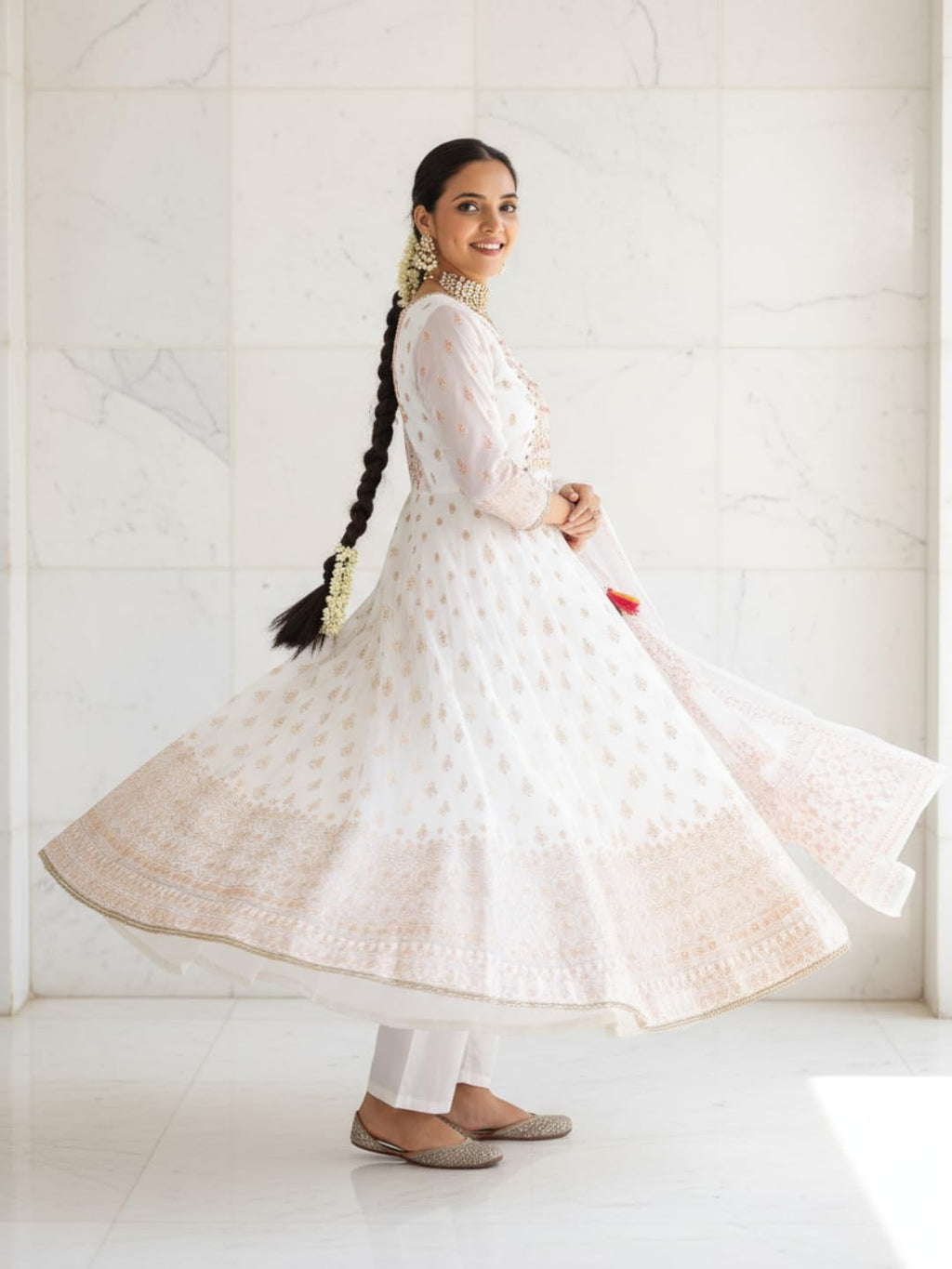 Libas Off White Organza Printed Kurta Sets For Women