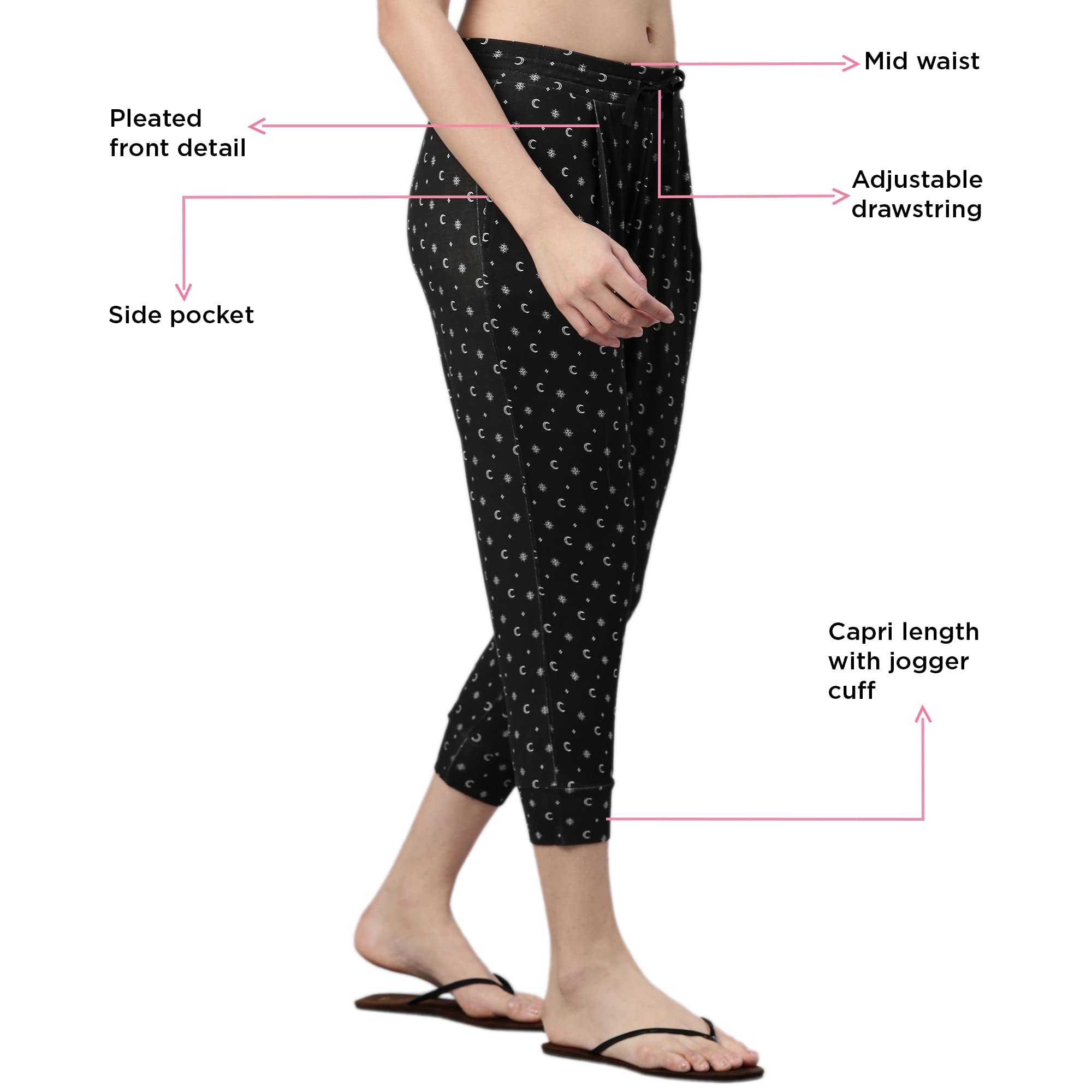 Enamor EC16 Home Tee and Capri Set for Women with All Over Print