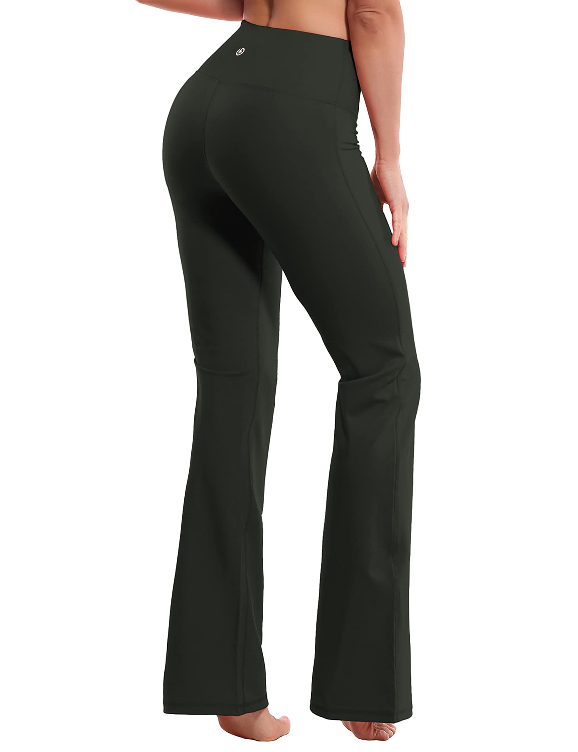 BUBBLELIME 2931333537 4 Styles Womens High Waist Bootcut Yoga Pants - Basic Nylon_OLIVEgRAY M-33 Inseam