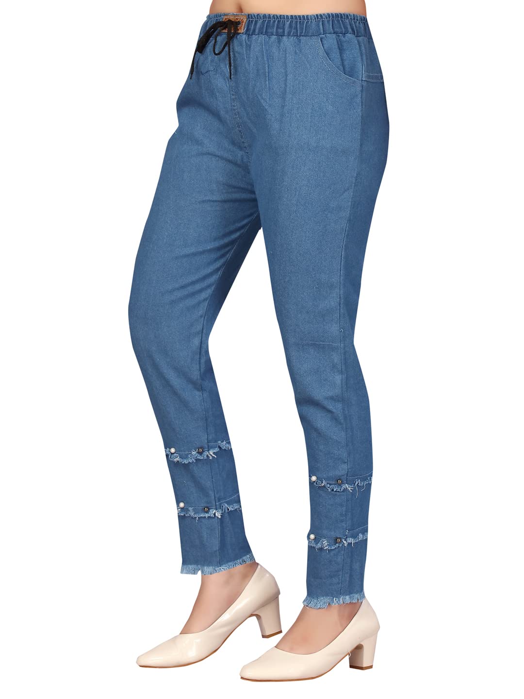 Aarika Girls Blue Colour Beads Emballished Denim Jeans (12-16 Years)
