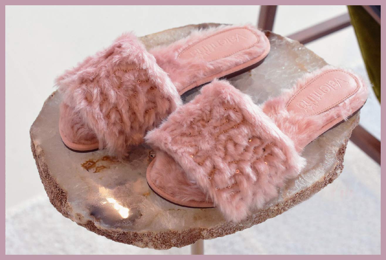 Bruno Menegatti 230193BL-8 Valentina Fluffy Slide Sequins Flat Slippers  Black - Size 8