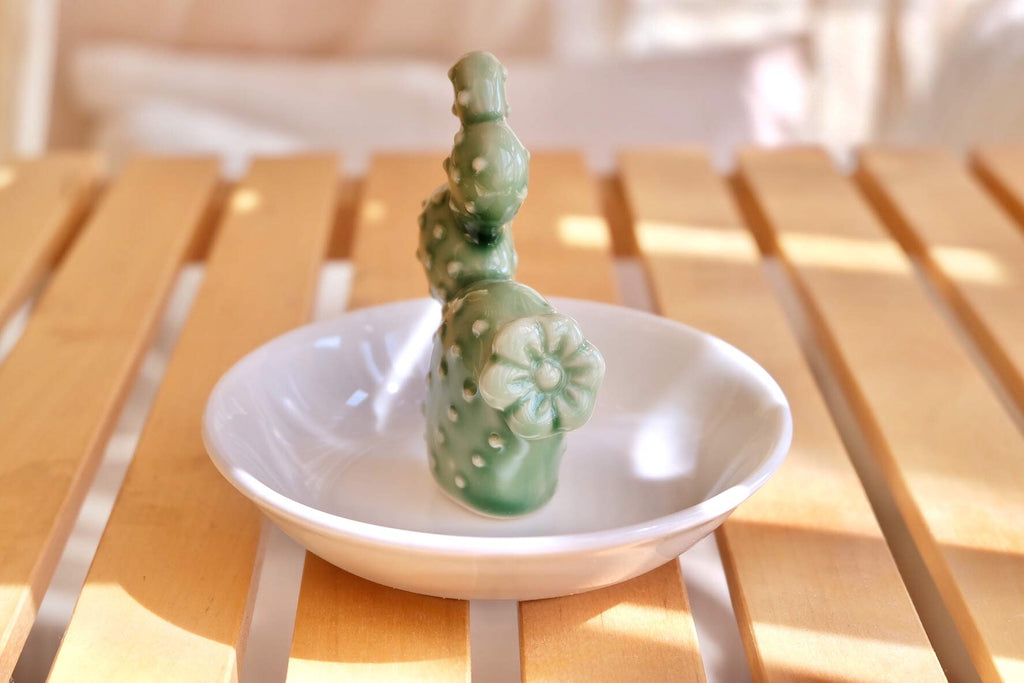 PUDDING CABIN Cactus Christmas Gifts for Women Cactus Ring Holder Dish Birthday Gifts for Women Girls Friends, Cactus Decor for