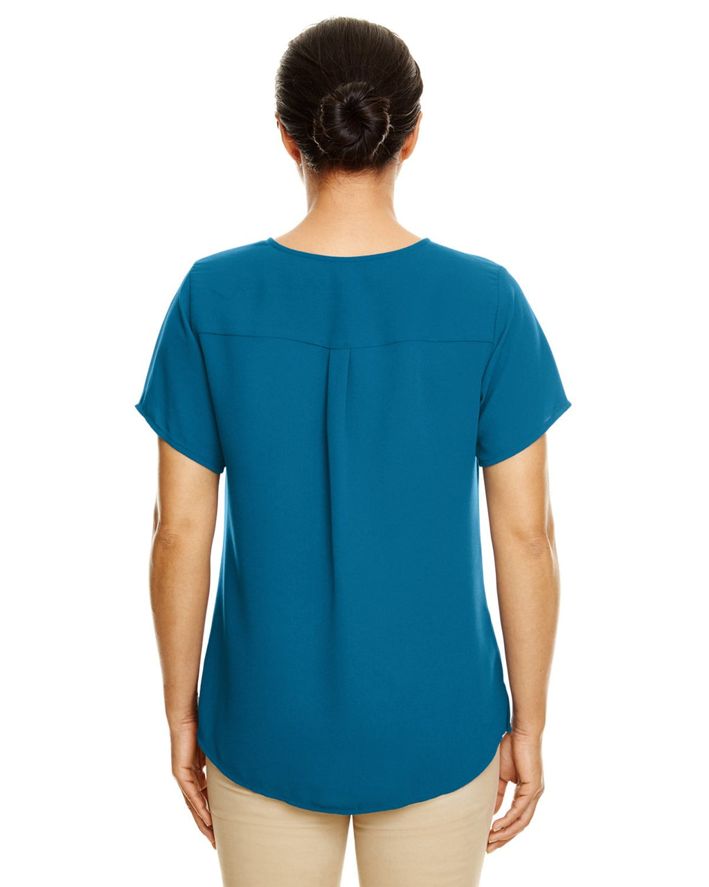Ladies Perfect FitShort-Sleeve crepe Blouse - BLAcK - XS(D0102H7NIF6)