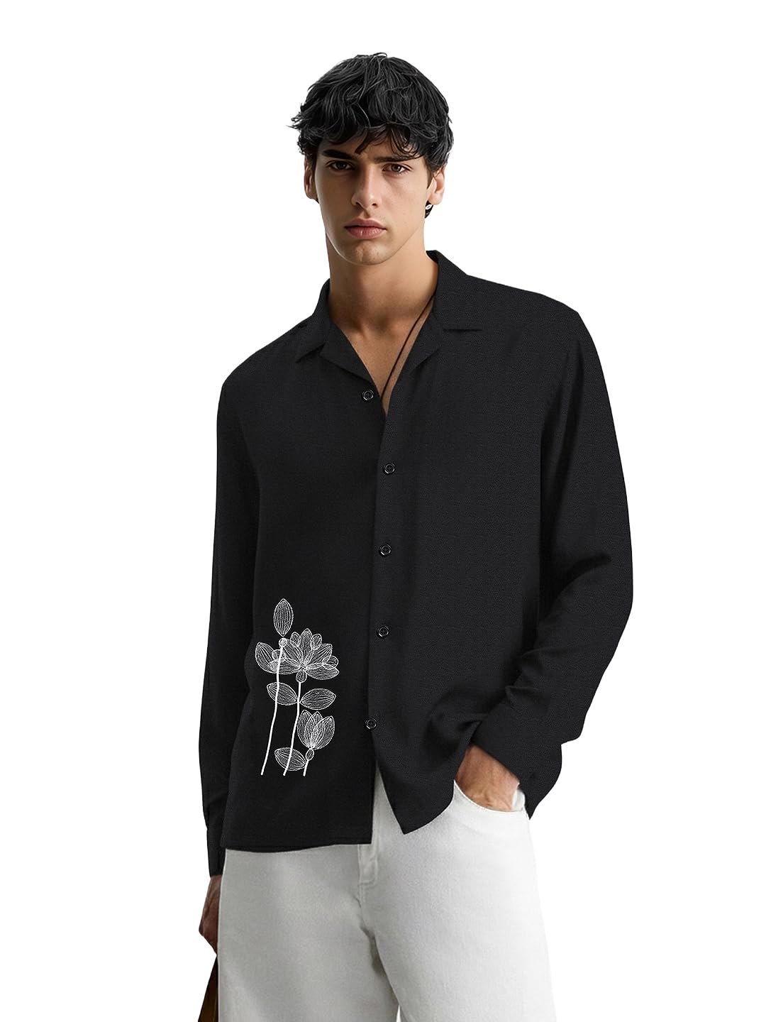 The Indian Garage Co Mens Relaxed Fit Cuban Collar Long Sleeves Solid Resort Sweater