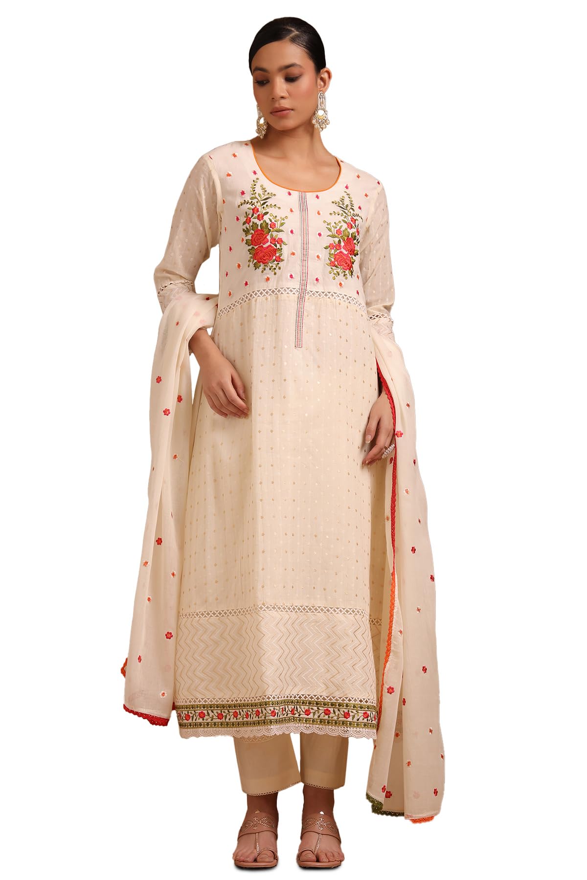 Soch Women Cotton Floral Print Suit Set with Thread Work
